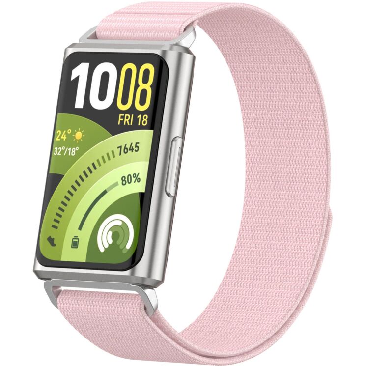 Ремешок Deexe Nylon Loop для Huawei Band 11 Pro / Band 11 - Pink: фото 3 из 5