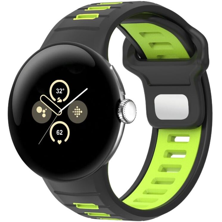 Ремешок Deexe Sport Design для Google Pixel Watch 3 (45mm) - Black / Lime: фото 2 из 6