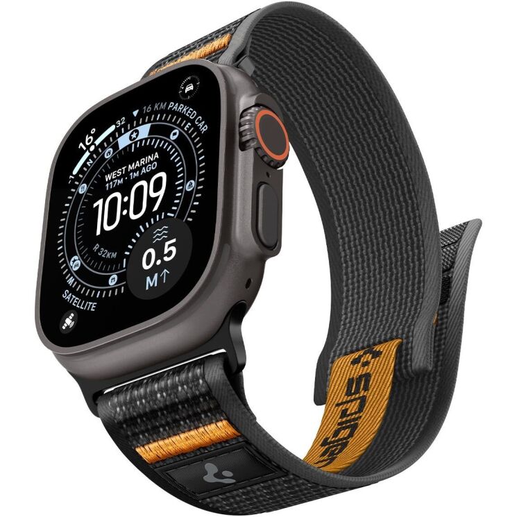 Ремешок Spigen Athlex Air 2 для Apple Watch 46 / 45 / 44 / SE 44 / 42 (Series 1-3) / Ultra / Ultra 2 / Ultra 3 (AMP10607) - Black / Orange: фото 2 из 18