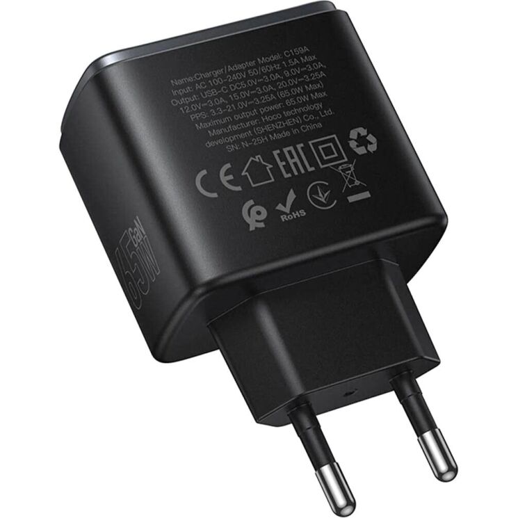 Мережевий зарядний пристрій Hoco C159A Upgrade PD65W (Type-C) - Black: фото 5 з 8