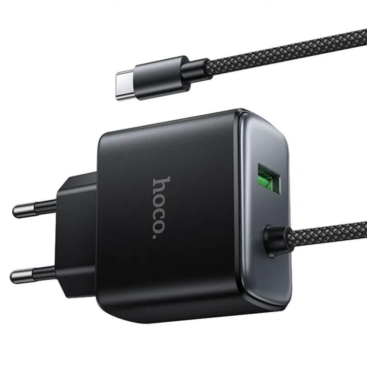 Сетевое зарядное устройство Hoco C164A PD30W+QC3.0 + кабель Type-C - Black (995689B) Сетевое зарядное устройство Hoco C164A PD30W+QC3.0 + кабель Type-C - Black: фото 2 из 6