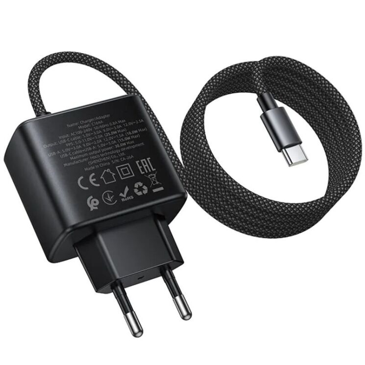 Сетевое зарядное устройство Hoco C164A PD30W+QC3.0 + кабель Type-C - Black (995689B) Сетевое зарядное устройство Hoco C164A PD30W+QC3.0 + кабель Type-C - Black: фото 5 из 6