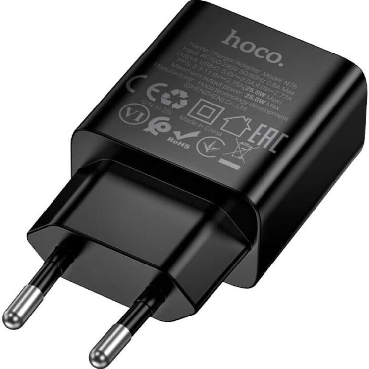Мережевий зарядний пристрій Hoco N76 PD25W (Type-C) - Black (995647B) Мережевий зарядний пристрій Hoco N76 PD25W (Type-C) - Black: фото 4 з 9