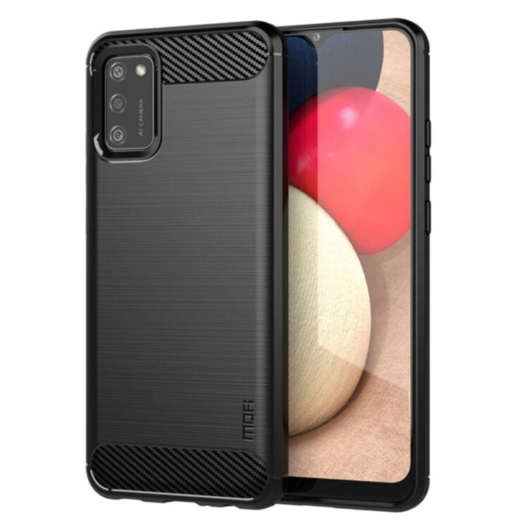 Силиконовый (TPU) чехол MOFI Carbon Fiber для Samsung Galaxy A02s (A025) - Black: фото 1 из 15
