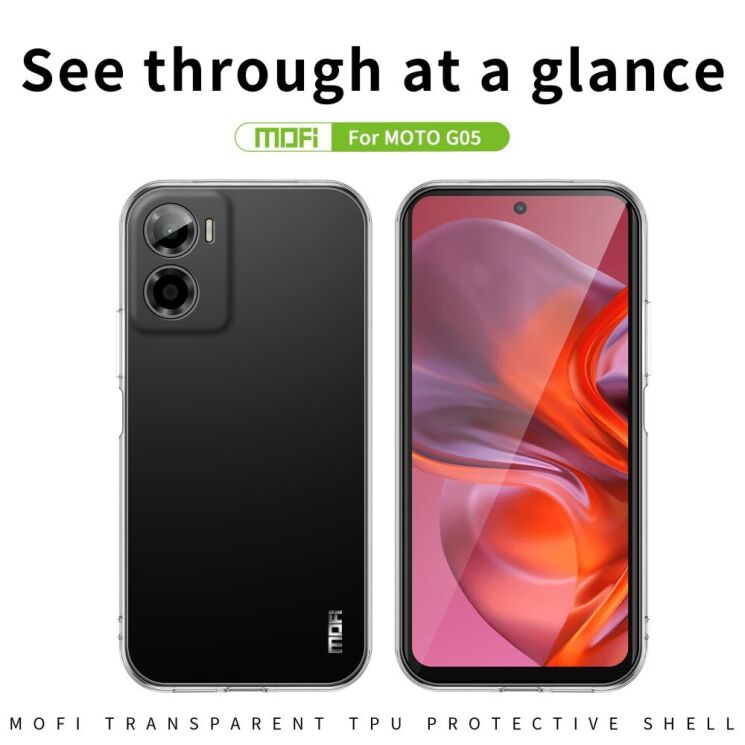 Силиконовый (TPU) чехол MOFI Thin Guard для Motorola Moto G05 / Moto E15 - Transparent: фото 4 из 11