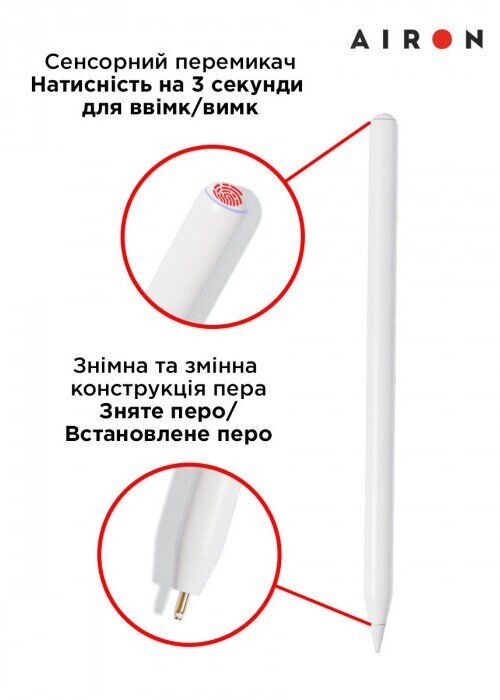 Стилус AirON AirPencil 2 для iPad - White: фото 10 из 12