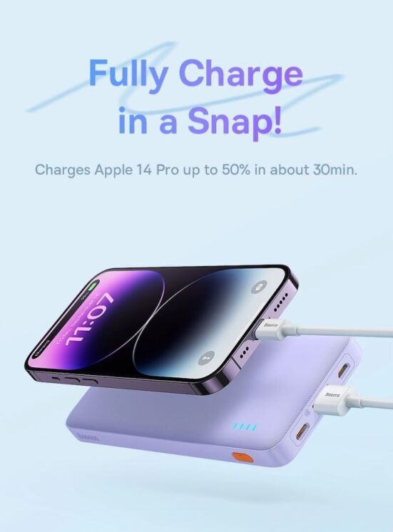 Внешний аккумулятор Baseus Airpow 20W (20000mAh) P10022804113-00 - Black: фото 11 из 21