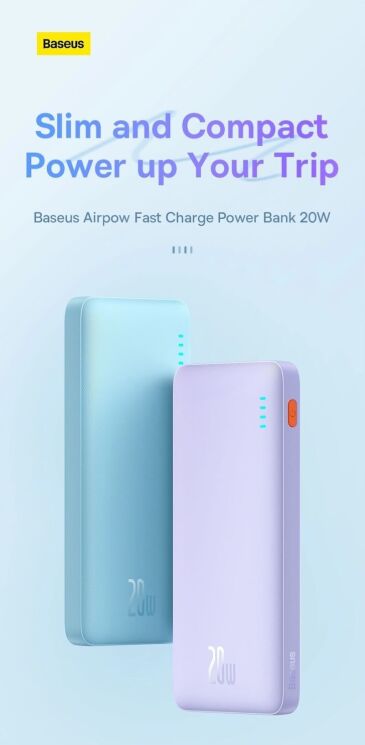 Внешний аккумулятор Baseus Airpow 20W (20000mAh) P10022804113-00 - Black: фото 8 из 21
