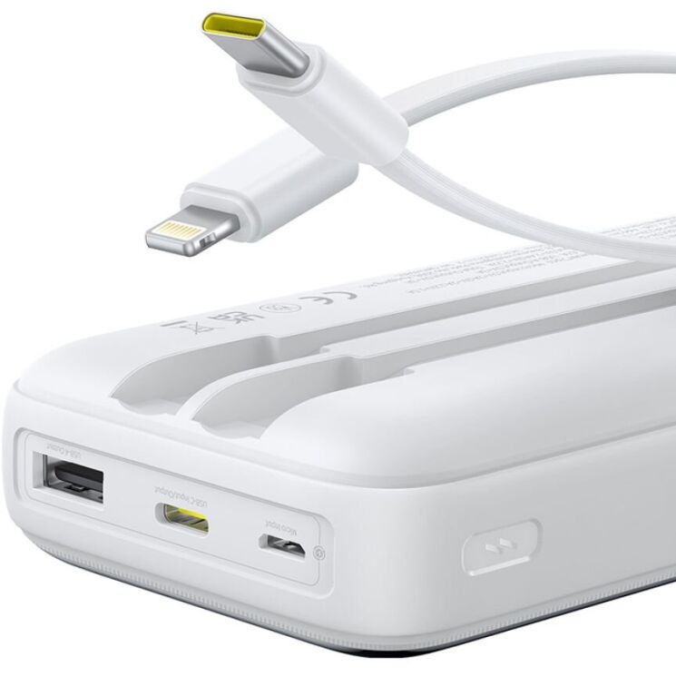 Внешний аккумулятор Baseus Lipow 22.5W (20000mAh) + кабель Type-C + Lightning (P10079102213-00) - White (995777W) Внешний аккумулятор Baseus Lipow 22.5W (20000mAh) + кабель Type-C + Lightning (P10079102213-00) - White: фото 2 из 25