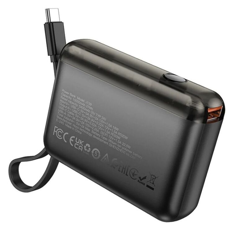 Зовнішній акумулятор Hoco J139 Hero PD20W (10000mAh) + кабель Type-C - Black: фото 3 з 6