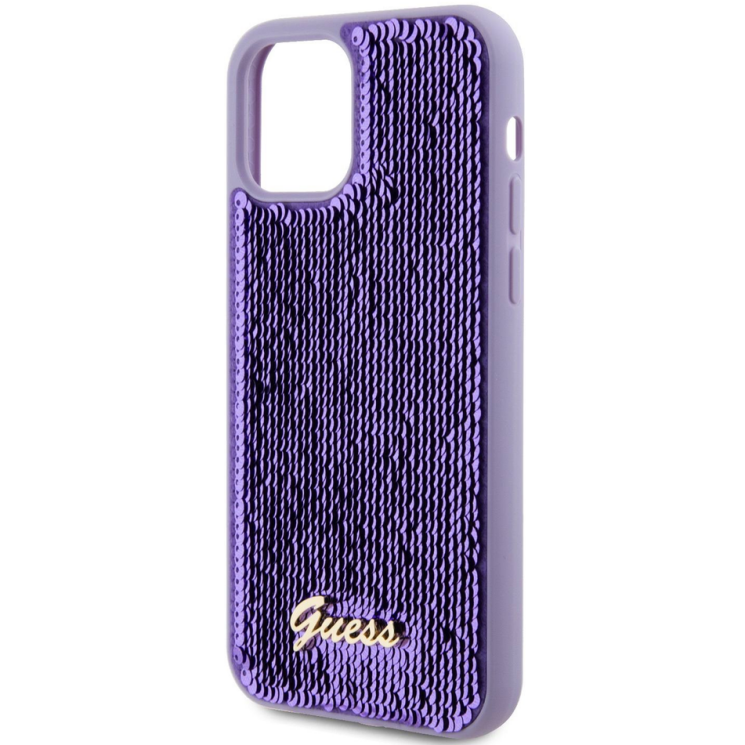 Защитный чехол Guess Sequin Script Metal для Apple iPhone 12 / iPhone 12 Pro - Purple: фото 5 из 7