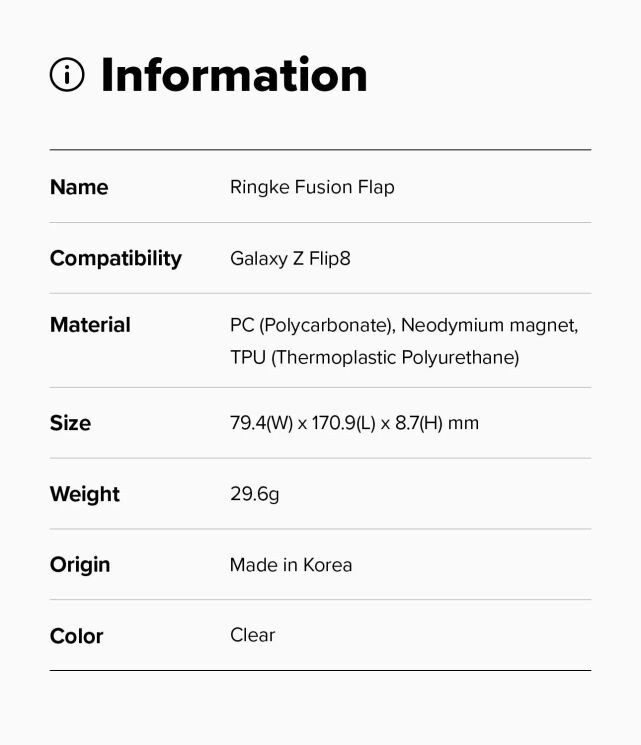 Защитный чехол Ringke Fusion Flap для Samsung Galaxy Flip 8 (8800328819399) - Clear: фото 20 из 20