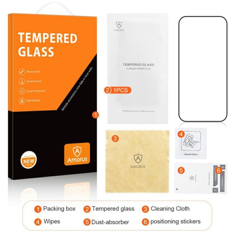 Защитное стекло AMORUS Full Glue Tempered Glass для Xiaomi 17 / 17 Pro - Black (390618B) Защитное стекло AMORUS Full Glue Tempered Glass для Xiaomi 17 / 17 Pro - Black: фото 8 из 9