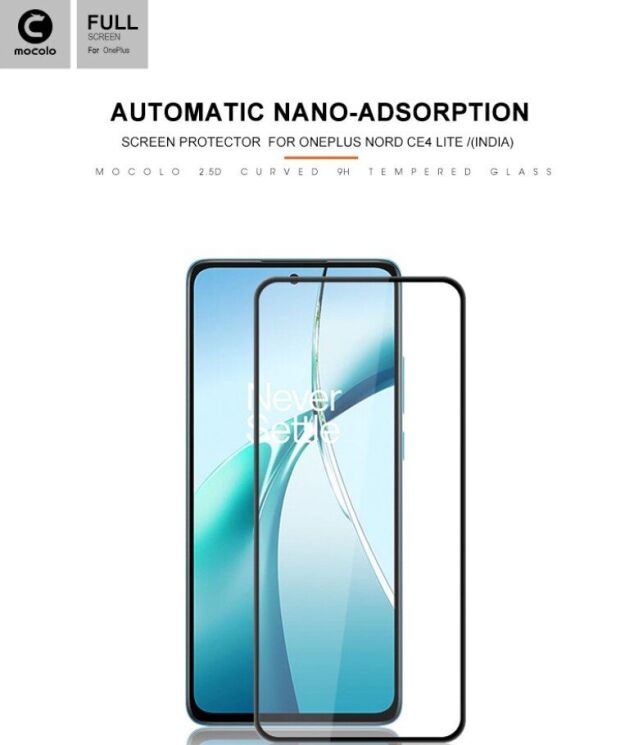 Защитное стекло MOCOLO Full Glue Cover для OnePlus Nord CE 4 Lite - Black: фото 7 из 10
