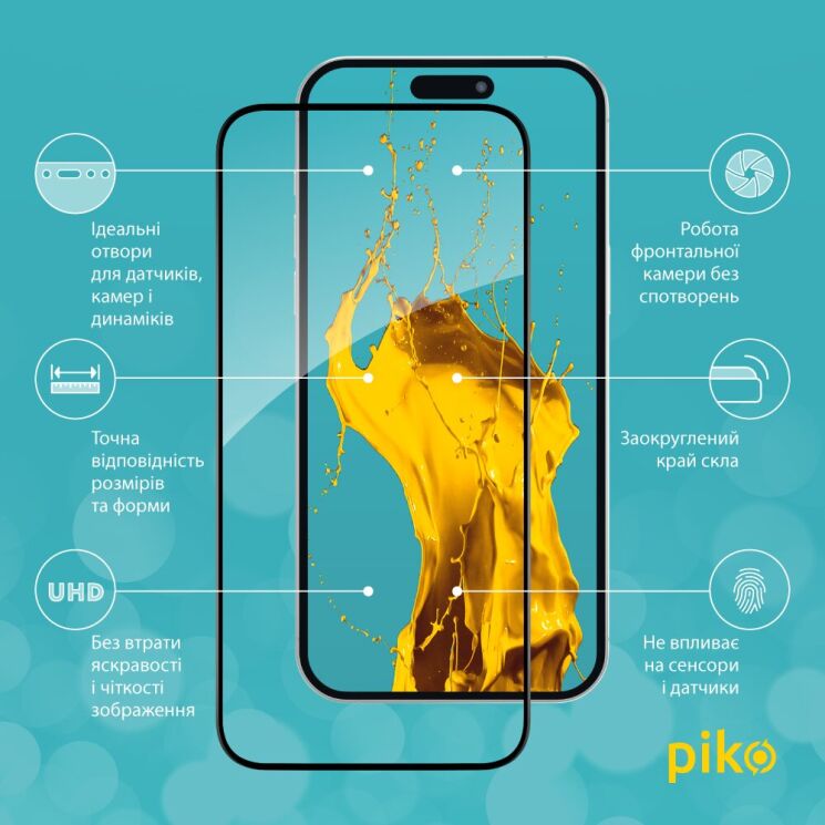 Защитное стекло Piko Full Glue для Apple iPhone 15 Plus - Black: фото 3 из 5