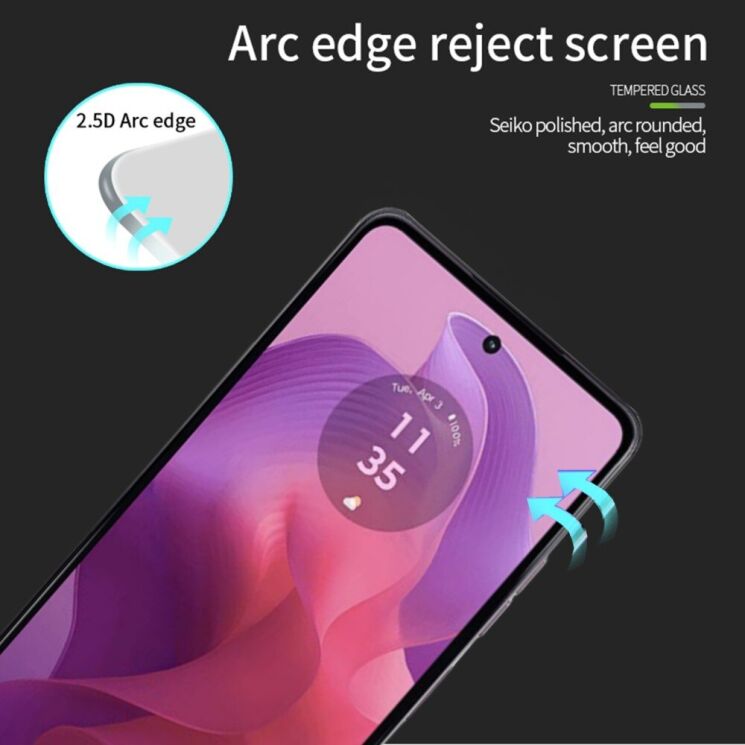 Защитное стекло PINWUYO Full Glue Cover для Motorola Moto G24 / G24 Power / G04 / G04s / E14 - Black: фото 6 из 14