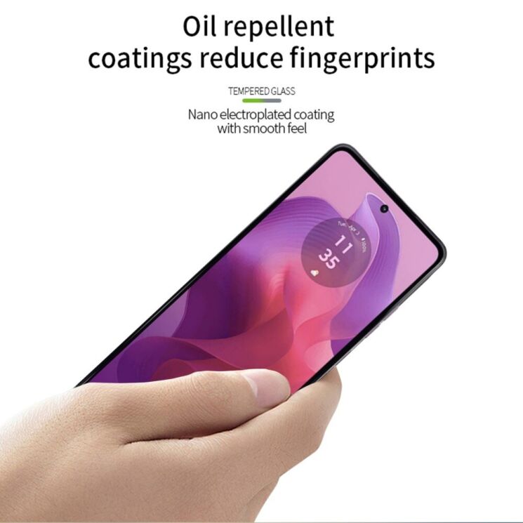Защитное стекло PINWUYO Full Glue Cover для Motorola Moto G24 / G24 Power / G04 / G04s / E14 - Black: фото 10 из 14