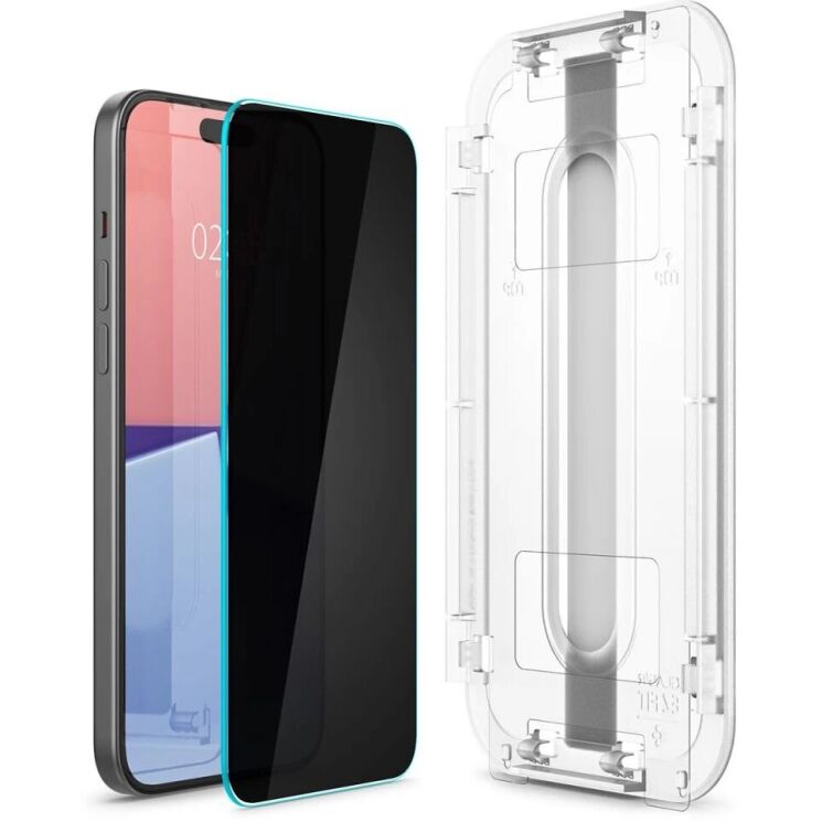 Защитное стекло Spigen (SGP) Glas.tR SLIM Privacy для Apple iPhone 15 / iPhone 16 (AGL07121): фото 4 из 9