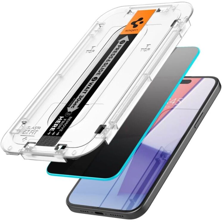 Защитное стекло Spigen (SGP) Glas.tR SLIM Privacy для Apple iPhone 15 / iPhone 16 (AGL07121): фото 2 из 9