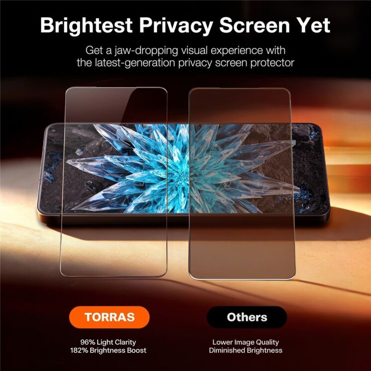 Захисне скло TORRAS GlassGo Privacy для Samsung Galaxy S26 Ultra - Black: фото 5 з 9