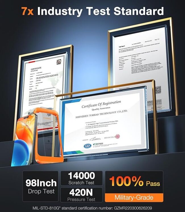 Защитное стекло TORRAS OrigArmor для iPhone 15 Pro - Black (350856B) Защитное стекло TORRAS OrigArmor для iPhone 15 Pro - Black: фото 6 из 11