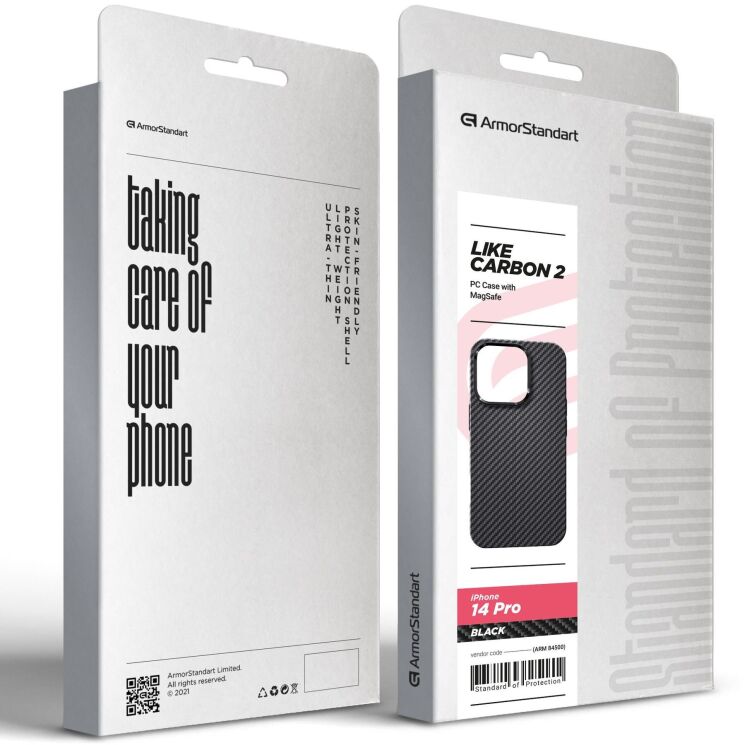 Защитный чехол ArmorStandart LikeCarbon2 MagCase для Apple iPhone 14 Pro - Black: фото 2 из 2