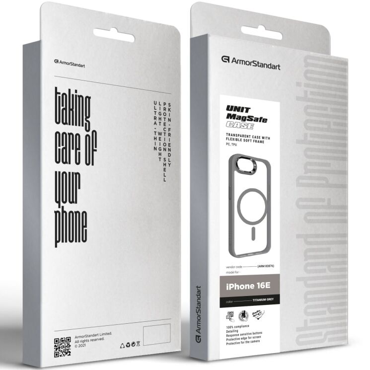 Защитный чехол ArmorStandart Unit MagSafe для Apple iPhone 16e - Titanium Grey: фото 3 из 7