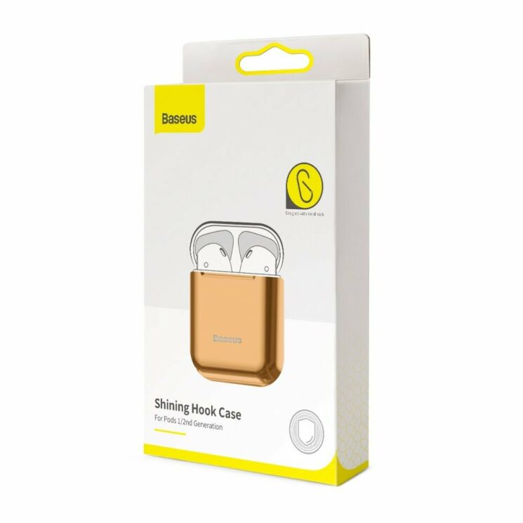 Защитный чехол BASEUS Shining Hook Case для Apple AirPods 1 / 2 - Gold: фото 8 из 25