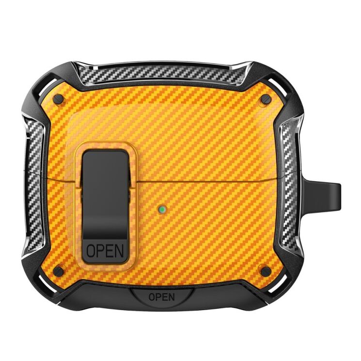 Защитный чехол Deexe Carbon Shield для Samsung Galaxy Buds 3 / Buds 3 Pro - Black / Yellow: фото 1 из 9