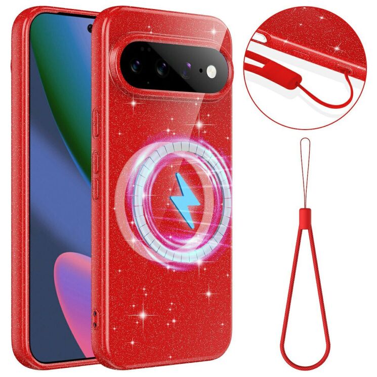 Защитный чехол Deexe Glitter Case with MagSafe для Google Pixel 11 Pro XL - Red: фото 1 из 7