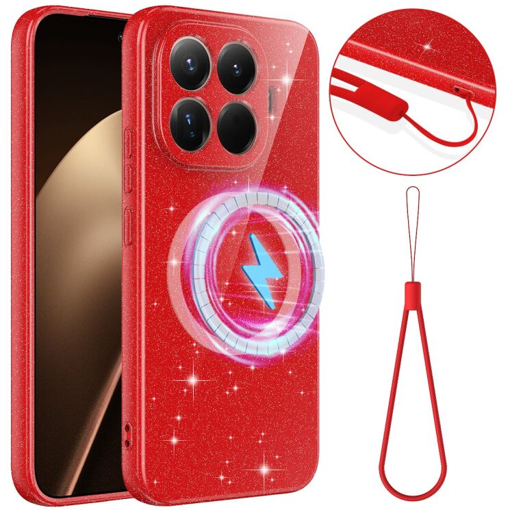 Защитный чехол Deexe Glitter Case with MagSafe для Xiaomi 17T Pro - Red: фото 1 из 8