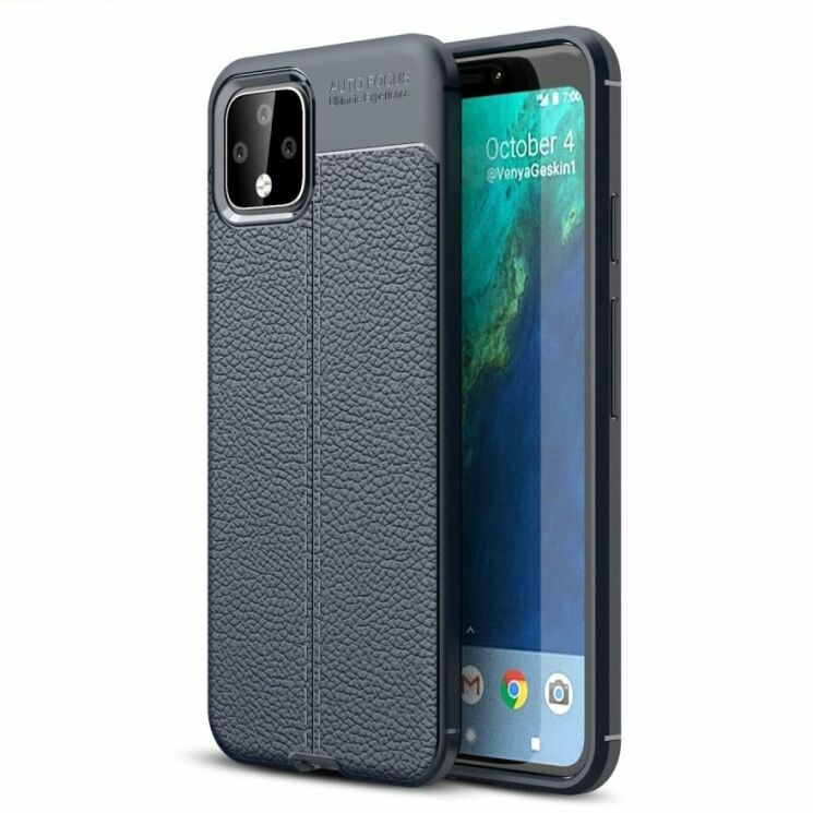 Защитный чехол Deexe Leather Cover для Google Pixel 4 - Dark Blue: фото 1 из 11