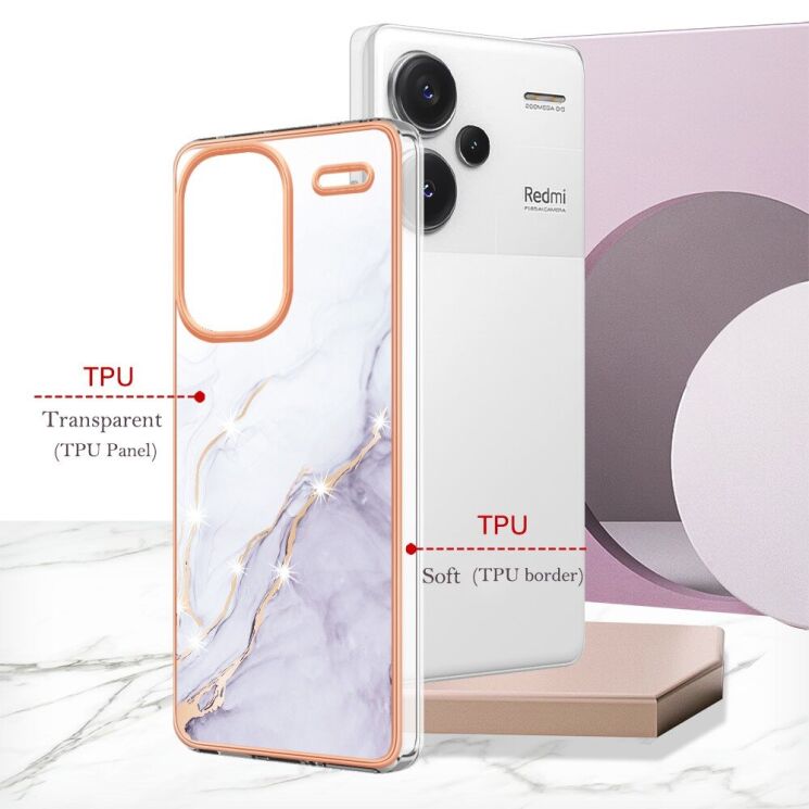 Защитный чехол Deexe Marble Style для Xiaomi Redmi Note 13 Pro+ - Purple: фото 6 из 6