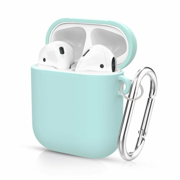 Защитный чехол Deexe Matte Case для Apple AirPods 1 / 2 - Cyan: фото 1 из 6