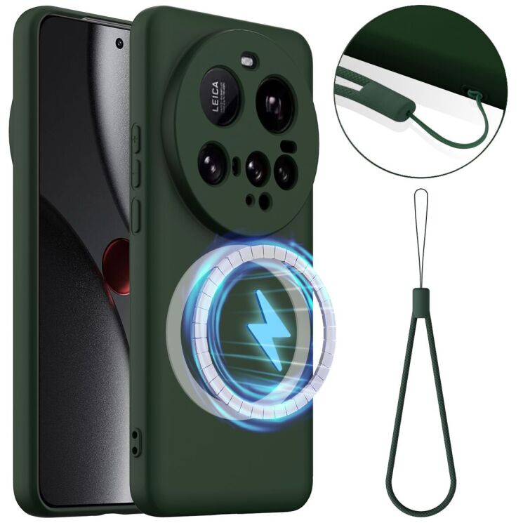 Защитный чехол Deexe Silicone Case with MagSafe для Xiaomi 15 Ultra - Dark Green: фото 1 из 8