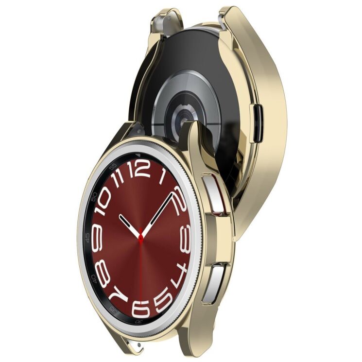 Захисний чохол Deexe Silicone Frame для Samsung Galaxy Watch 6 Classic (47mm) - Gold: фото 5 з 8