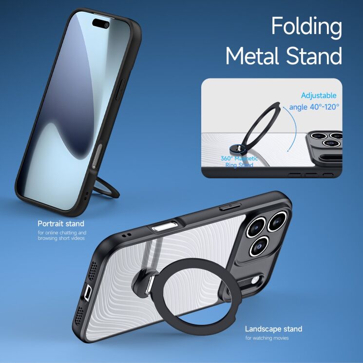 Защитный чехол DUX DUCIS Aimo Mag Series with Folding Stand для Apple iPhone 17 Pro - Black: фото 4 из 9