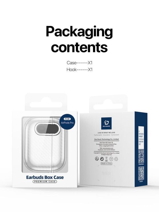 Защитный чехол DUX DUCIS PECK Series для Apple AirPods 1 / 2 - Clear: фото 19 из 19