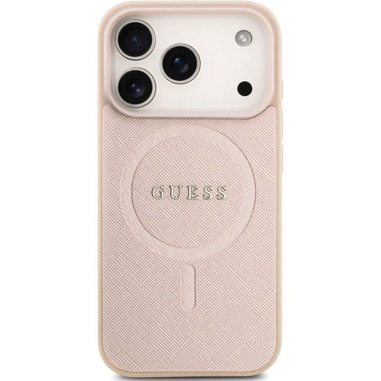 Защитный чехол Guess Saffiano Classic Logo MagSafe для iPhone 17 Pro (GUHMP17LPSAHMCP) - Pink: фото 2 из 8