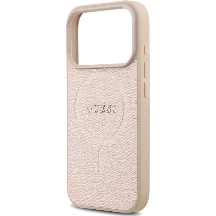 Защитный чехол Guess Saffiano Classic Logo MagSafe для iPhone 17 Pro (GUHMP17LPSAHMCP) - Pink: фото 6 из 8
