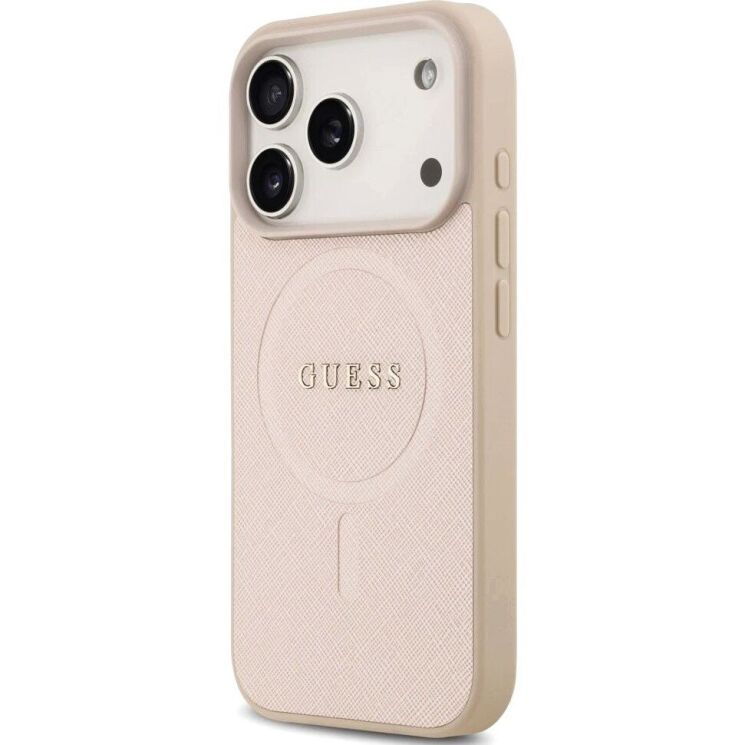 Защитный чехол Guess Saffiano Classic Logo MagSafe для iPhone 17 Pro (GUHMP17LPSAHMCP) - Pink: фото 3 из 8