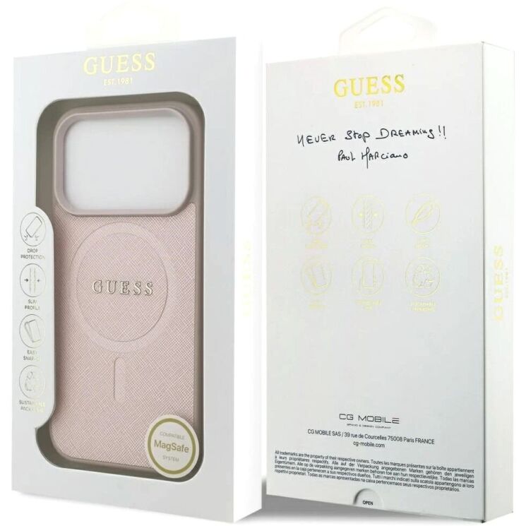 Защитный чехол Guess Saffiano Classic Logo MagSafe для iPhone 17 Pro (GUHMP17LPSAHMCP) - Pink: фото 8 из 8
