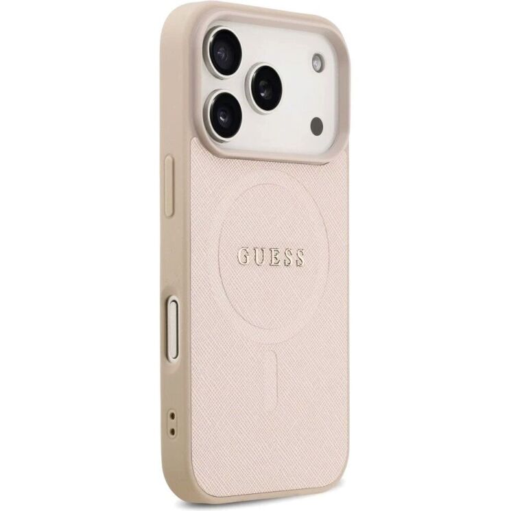 Защитный чехол Guess Saffiano Classic Logo MagSafe для iPhone 17 Pro (GUHMP17LPSAHMCP) - Pink: фото 4 из 8