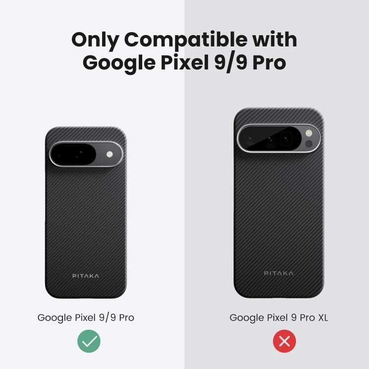 Защитный чехол Pitaka Ultra-Slim Case для Google Pixel 9 / 9 Pro (GPB2401) - 600D Black / Grey: фото 4 из 10