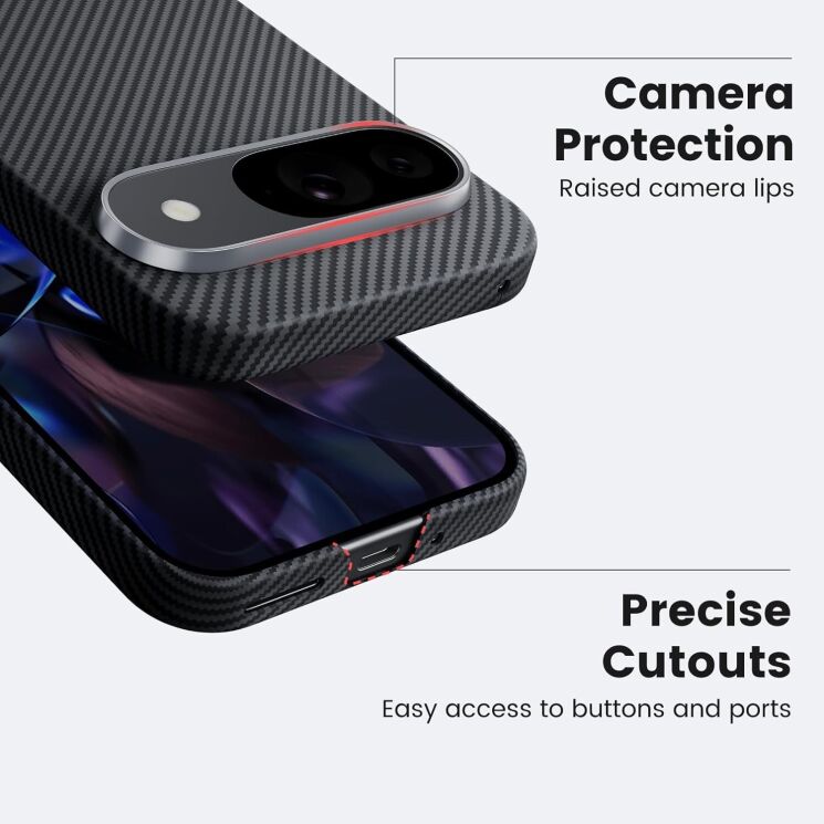 Защитный чехол Pitaka Ultra-Slim Case для Google Pixel 9 / 9 Pro (GPB2401) - 600D Black / Grey: фото 9 из 10