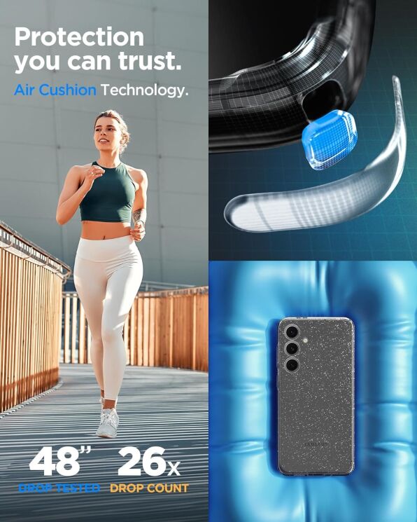 Защитный чехол Spigen (SGP) Liquid Crystal Glitter для Samsung Galaxy S24 FE (S721) ACS08617 - Crystal Quartz: фото 15 из 16