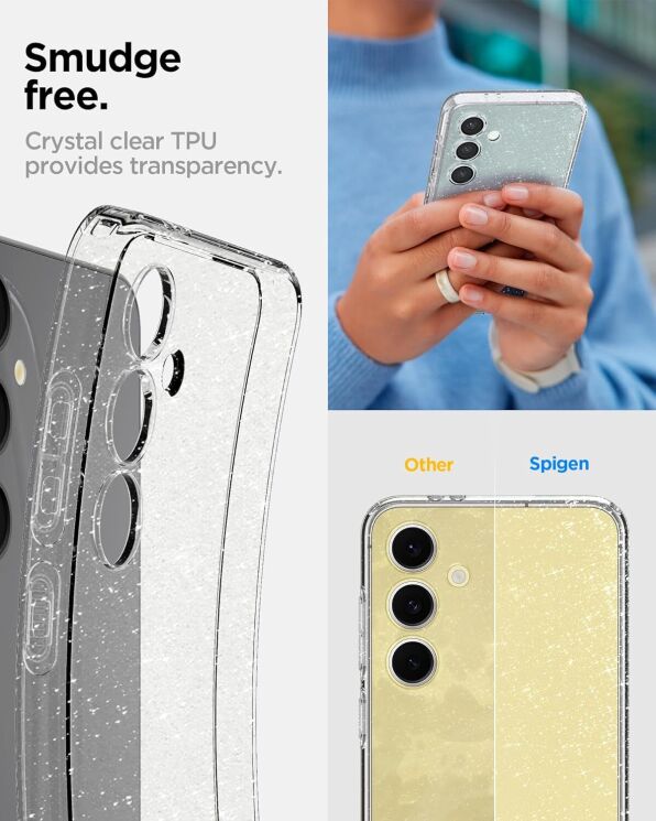 Защитный чехол Spigen (SGP) Liquid Crystal Glitter для Samsung Galaxy S24 FE (S721) ACS08617 - Crystal Quartz: фото 13 из 16