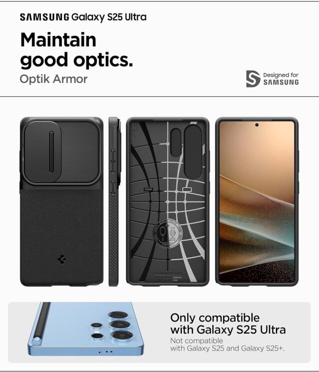 Захисний чохол Spigen (SGP) Optik Armor для Samsung Galaxy S25 Ultra (S938) ACS08970 - Abyss Green: фото 11 з 16