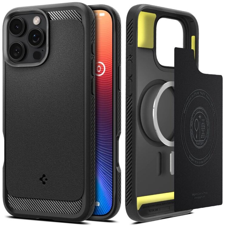 Захисний чохол Spigen (SGP) Rugged Armor (MagFit) для Apple iPhone 16 Pro Max - Matte Black: фото 1 з 13