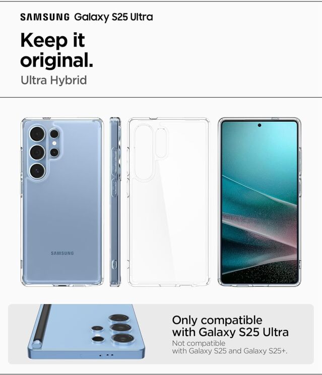 Защитный чехол Spigen (SGP) Ultra Hybrid для Samsung Galaxy S25 Ultra (S938) ACS08962 - Frost Black: фото 11 из 16